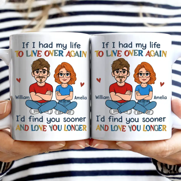 If I Had My Life To Live Over Again Retro Couple - Personalized Mug