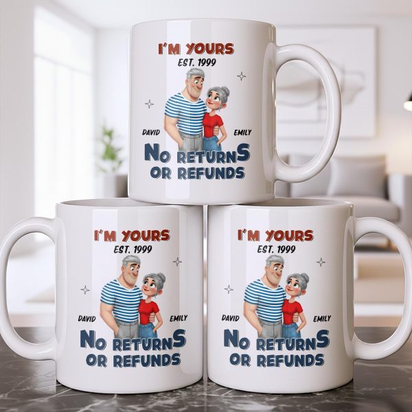 I'm Yours No Returns Or Refunds Cartoon Couple Design - Personalized Custom Coffee Mug - CPL1353_MG