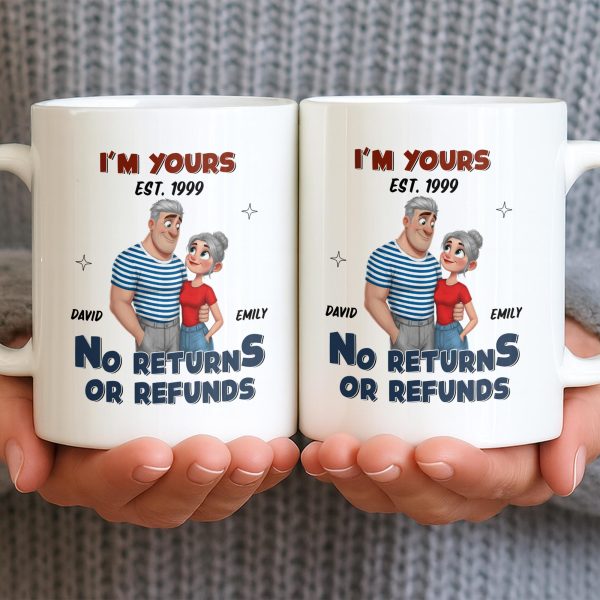 I'm Yours No Returns Or Refunds Cartoon Couple Design - Personalized Custom Coffee Mug - CPL1353_MG