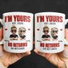I'm Yours No Returns Or Refunds, Cartoon Couple With Hearts - Personalized Custom Coffee Mug - CPL548_MG