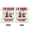 I'm Yours No Returns Or Refunds, Cartoon Couple With Hearts - Personalized Custom Coffee Mug - CPL548_MG
