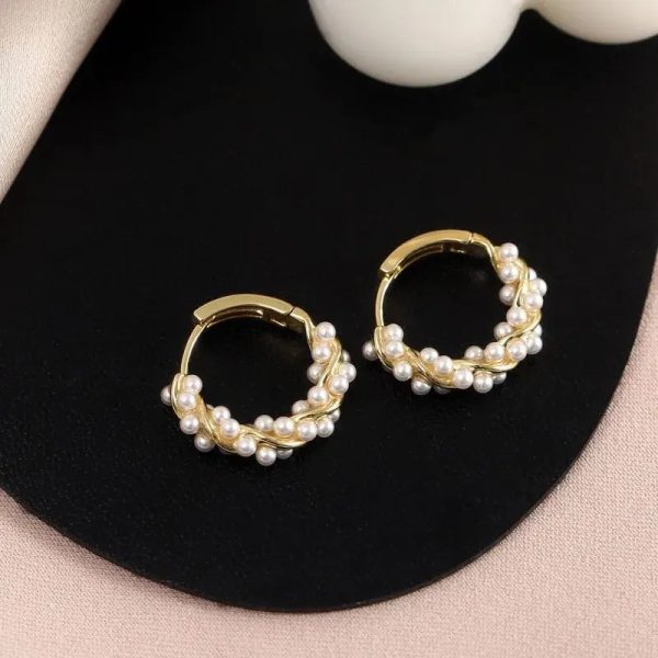 Imitation Pearl Small Round Hoop Earrings