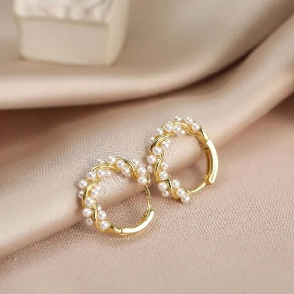 Imitation Pearl Small Round Hoop Earrings