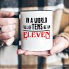 In a World Full of Tens be an Eleven Personalized Mug, Inspirational Vintage Horror Gift with Custom Name
