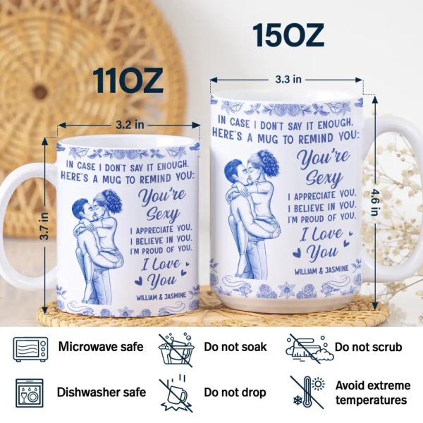 In Case I Don't Say It Enough Kising Couples Toile - Personalized White Edge-to-Edge Mug