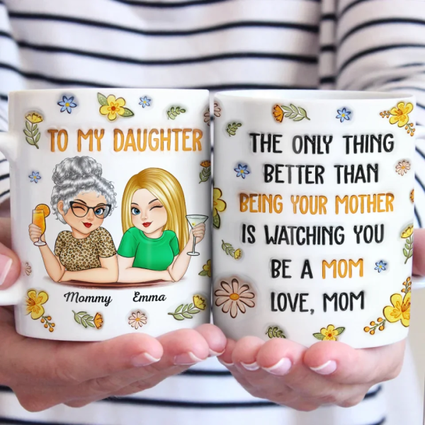 In Her Smile, I See My Own Heart Reflected - Family Personalized Custom 3D Inflated Effect Printed Mug - Gift For Daughter