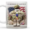In Honor Of Service, Military Uniform and U.S. Flag - Personalized Custom Coffee Mug - GRAD280_MG