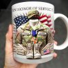 In Honor Of Service, Military Uniform and U.S. Flag - Personalized Custom Coffee Mug - GRAD280_MG