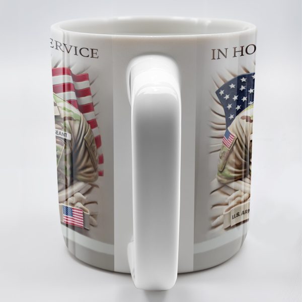 In Honor Of Service, Military Uniform and U.S. Flag - Personalized Custom Coffee Mug - GRAD280_MG