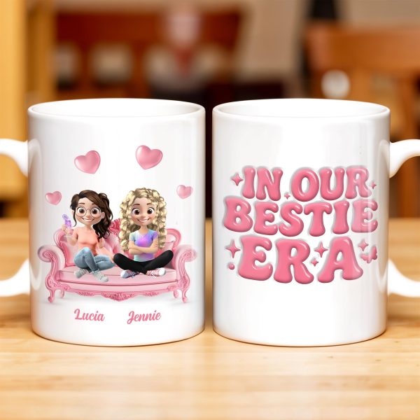 In Our Bestie Era, Hearts And Animated Female Characters - Personalized Custom Coffee Mug - BST172_MG