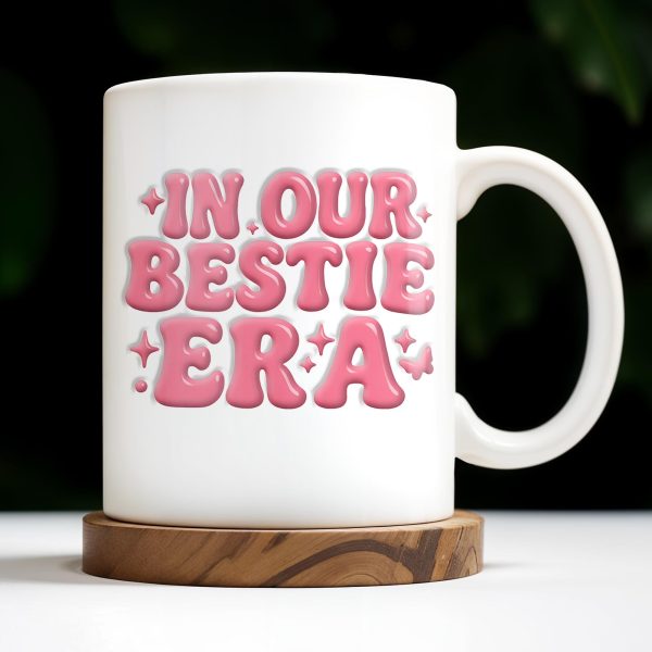 In Our Bestie Era, Hearts And Animated Female Characters - Personalized Custom Coffee Mug - BST172_MG