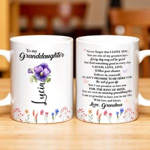 Inspirational Love Message With Flowers For Granddaughter - Personalized Custom Coffee Mug - GDT123_MG