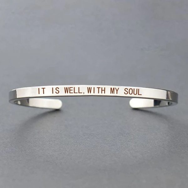 Inspirational Quotes Cuff Bracelet " DON'T WORRY BE HAPPY " Metal Engraved Bracelet