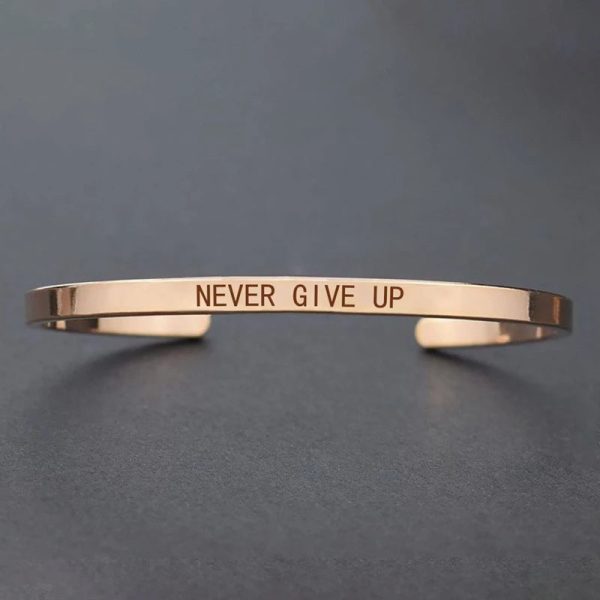 Inspirational Quotes Cuff Bracelet " DON'T WORRY BE HAPPY " Metal Engraved Bracelet