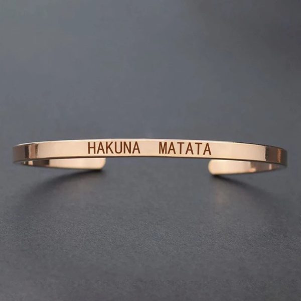 Inspirational Quotes Cuff Bracelet " DON'T WORRY BE HAPPY " Metal Engraved Bracelet
