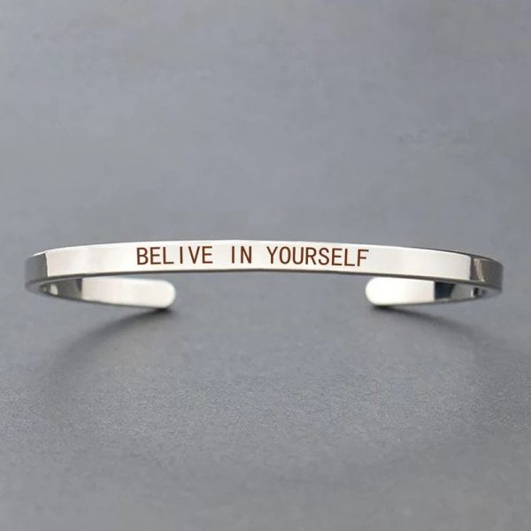 Inspirational Quotes Cuff Bracelet " DON'T WORRY BE HAPPY " Metal Engraved Bracelet