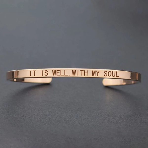 Inspirational Quotes Cuff Bracelet " DON'T WORRY BE HAPPY " Metal Engraved Bracelet