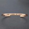 Inspirational Quotes Cuff Bracelet " DON'T WORRY BE HAPPY " Metal Engraved Bracelet