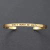 Inspirational Quotes Cuff Bracelet " DON'T WORRY BE HAPPY " Metal Engraved Bracelet