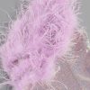 Iridescent Sequin One Shoulder Feather Trim Party Midi Dress - Lilac