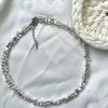 Irregular Pink Stone Beaded Heart Pendant Choker Necklace