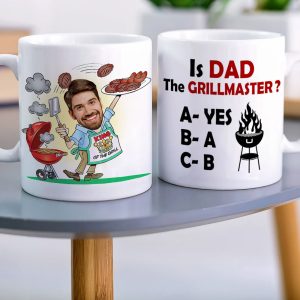 Is Dad The Grillmaster - Gift For Dad- Custom Dad Photo Coffee Mug- Father's Day Mug