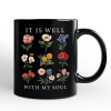 It Is Well With My Soul Christian Vintage Personalized Mug, Floral Bible Verse Gift with Custom Name
