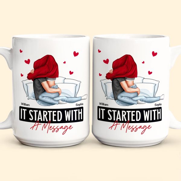 It Started With A Message Romantic Couples - Personalized Mug - Anniversary Gifts For Her, Him
