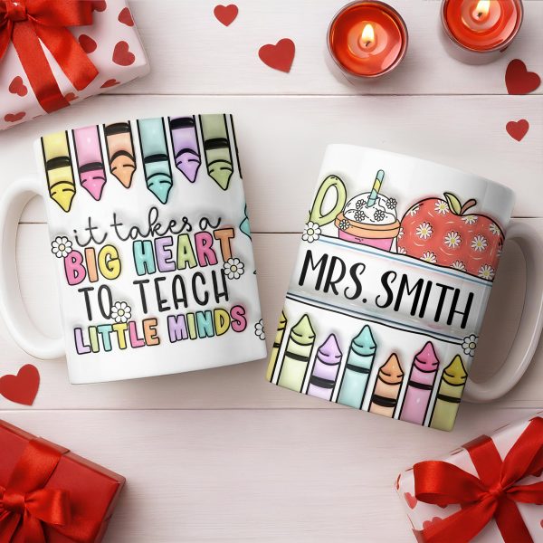 It Takes A Big Heart To Teach Little Minds Mug Design - Personalized Custom Coffee Mug - TEACH066_MG