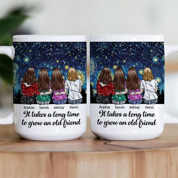 It Takes A Long Time To Grow An Old Friend Stained Glass Effect Style - Personalized Mug