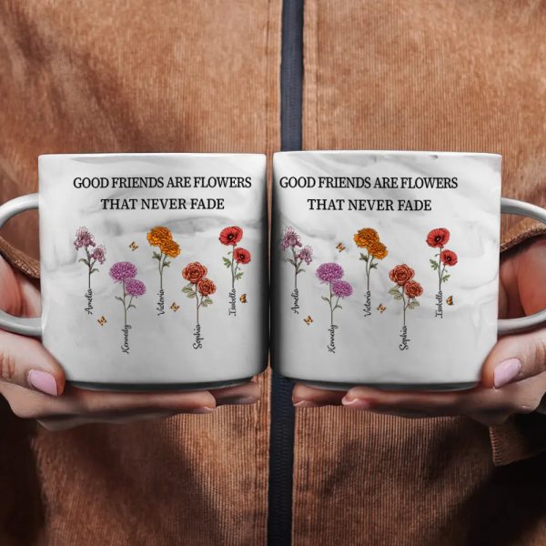 It Takes A Long Time To Grow Old Friends Birth Flowers - Personalized Marble Mug