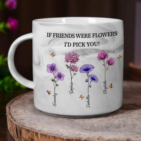 It Takes A Long Time To Grow Old Friends Birth Flowers - Personalized Marble Mug