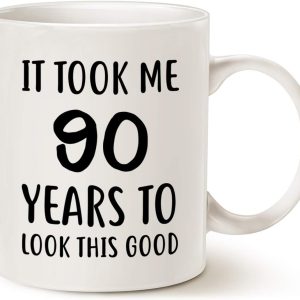 It Took Me 90 Years to Look This Good Funny Coffee Mug, 90th Birthday Gift for Mom Dad Grandpa Grandma Family Birthday Humor Mug