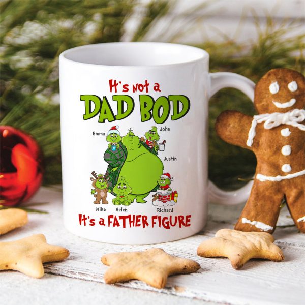 It'S Not A Dad Bod It'S A Father Figure, Gift For Dad, Personalized Mug, Green Dad And Kid Mug, Christmas Gift 04QHHN281123