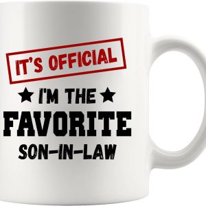It's Official I'm The Favorite Son In Law Coffee Mug Funny Son in Law Gift from Mother in Law Father in Law, Birthday Christmas Family Gift