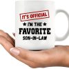 It's Official I'm The Favorite Son In Law Coffee Mug Funny Son in Law Gift from Mother in Law Father in Law, Birthday Christmas Family Gift