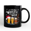 It's The Most Wonderful Time For a Beer Personalized Mug, Funny Holiday Beer Christmas Gift with Custom Name