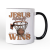 Jesus Always Wins Christian Basketball Personalized Mug, Retro Motivational Bible Verse Gift with Custom Name