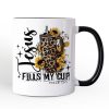 Jesus Fills My Cup Christian Personalized Mug, Leopard Print Coffee Gift with Custom Name