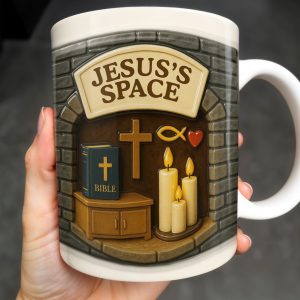 Jesus's Space, Candles, Bible, And Cross Design - Personalized Custom Coffee Mug - FTH047_MG