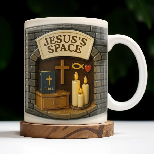 Jesus's Space, Candles, Bible, And Cross Design - Personalized Custom Coffee Mug - FTH047_MG