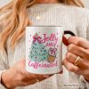 Jolly and Caffeinated Christmas Personalized Mug, Retro Coquette Coffee Holiday Gift with Custom Name