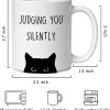 Judging You Silently Coffee Mug Funny Black Cat Lover Gift for Cat Mom Dad Women Men, Cat Lover Birthday Gift