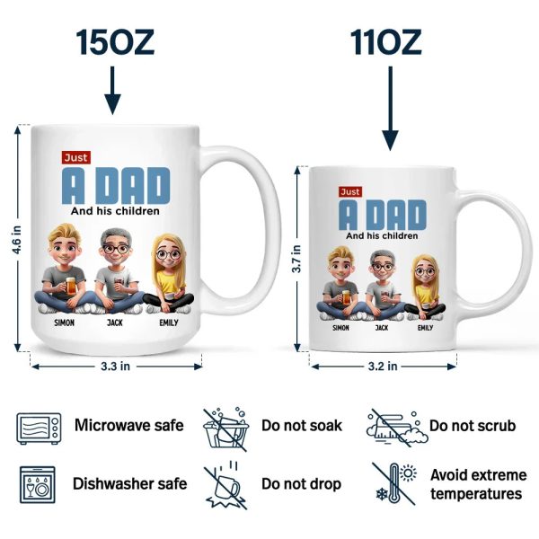 Just A Dad And His Girl 3D Cartoon - Personalized Mug