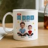Just A Dad And His Kids Cartoon Funny Style Personalized Mug, Unique 2025 Father's Day Gift For Dad