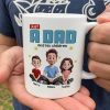 Just A Dad And His Kids Cartoon Funny Style Personalized Mug, Unique 2025 Father's Day Gift For Dad