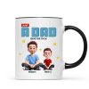 Just A Dad And His Kids Cartoon Funny Style Personalized Mug, Unique 2025 Father's Day Gift For Dad