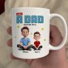 Just A Dad And His Kids Cartoon Funny Style Personalized Mug, Unique 2025 Father's Day Gift For Dad
