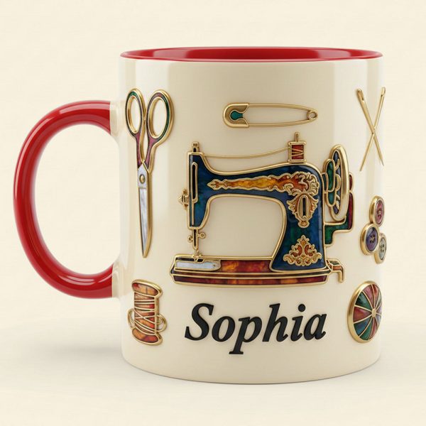 Just A Girl Who Love Sewing - Personalized Accent Mug - Gift For Her, Sewing Lovers NL122