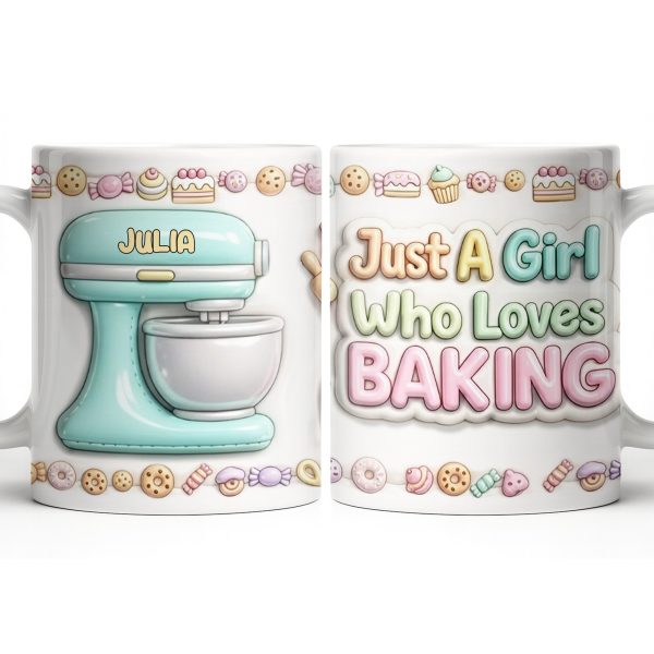 Just A Girl Who Loves Baking With Mixer And Cupcakes - Personalized Custom Coffee Mug - COOK030_MG